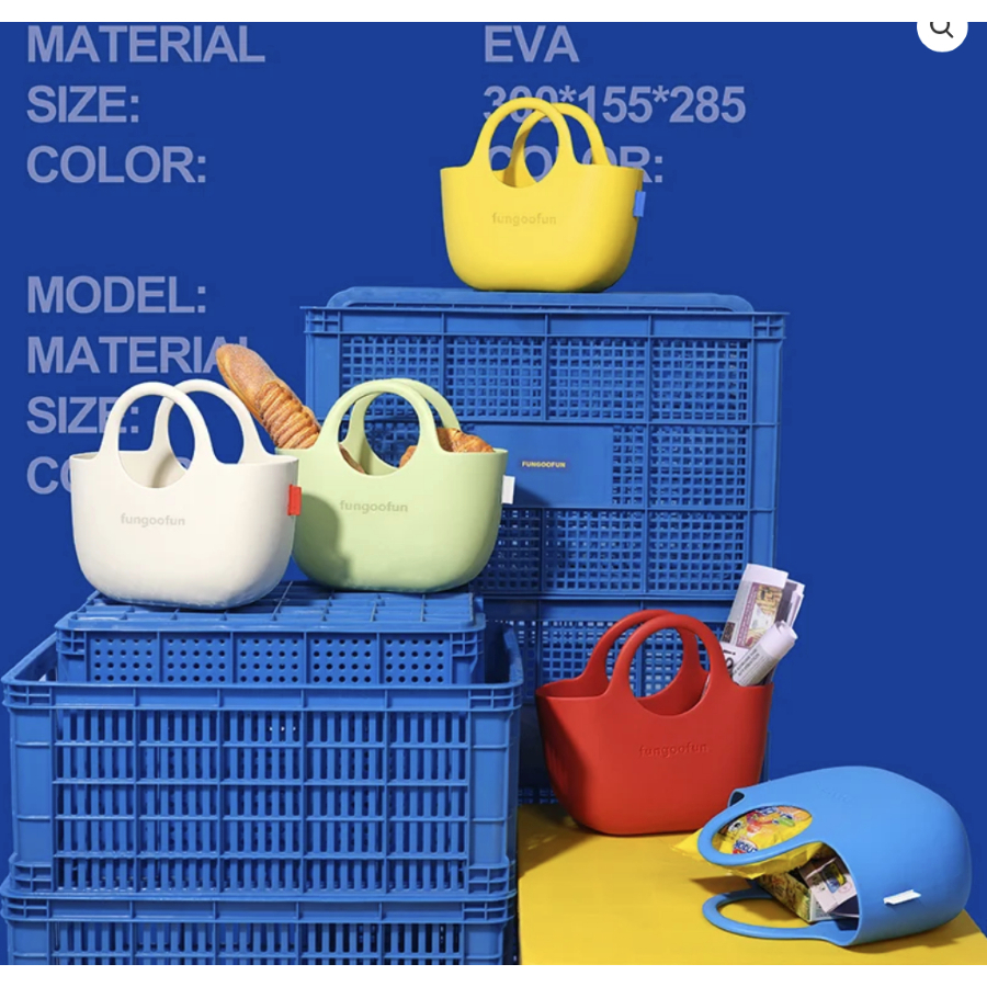 FUNGOOFUN F550- 🛍️กระเป๋าสไตล์ l l EVA bag กระเป๋าชายหาดฤดูร้อนสำหรับผู้หญิงกันน้ำ เบา ทนทานสีสันสดใส เหมาะช้อปปิ้ง