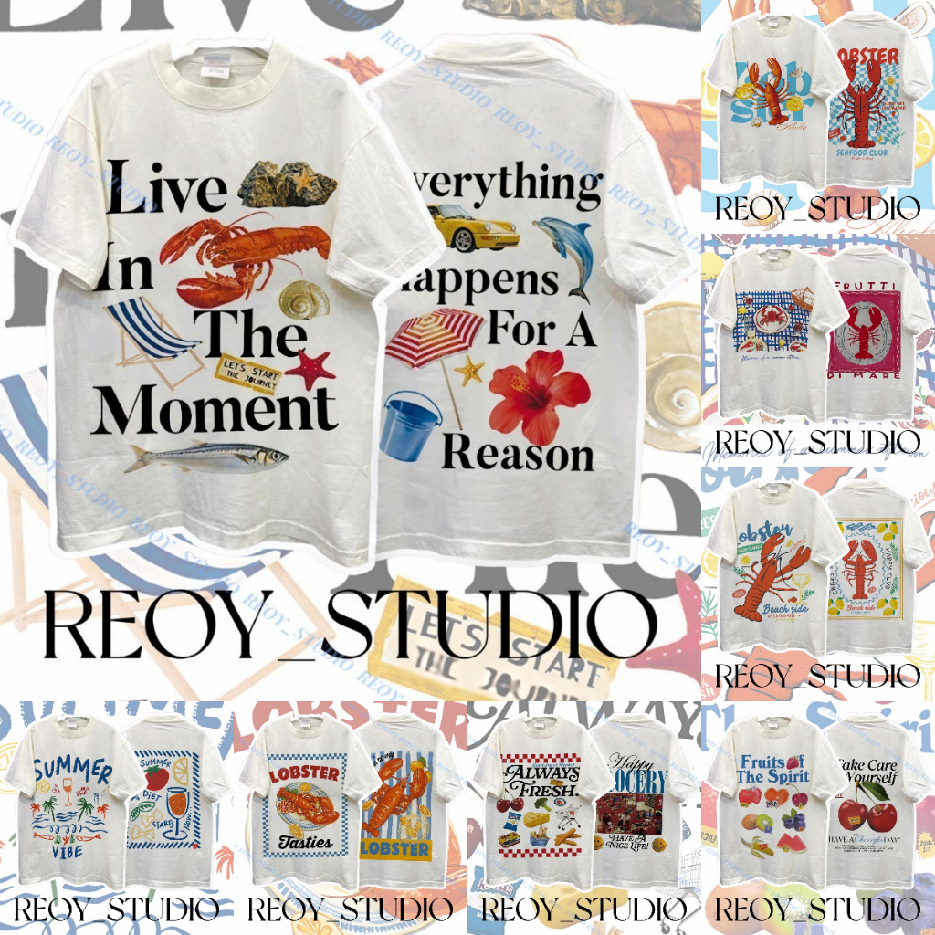 (จัดส่งตลอด 24 ชั่วโมง)REOY_STUDIO ผ้าฝ้าย100% เสื้อยืด Oversize เสื้อยืดวินเทจ คอกลมแขนสั้น ลาย Always Fresh