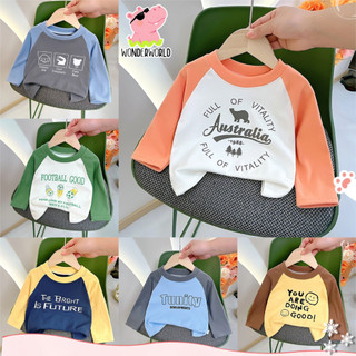 เสื้อผ้าเด็ก เสื้อแขนยาวเด็ก ลายน่ารัก คุณภาพดี ทรงหลวม สีทูโทน