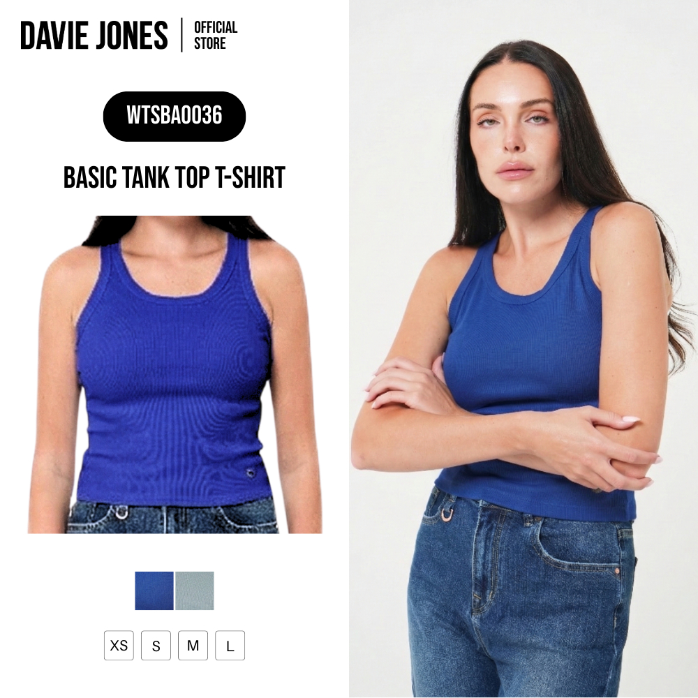 DAVIE JONES WOMEN [BE FEARLESS] เสื้อกล้ามผู้หญิง Logo Tank Top สีขาว ดำ LG0002