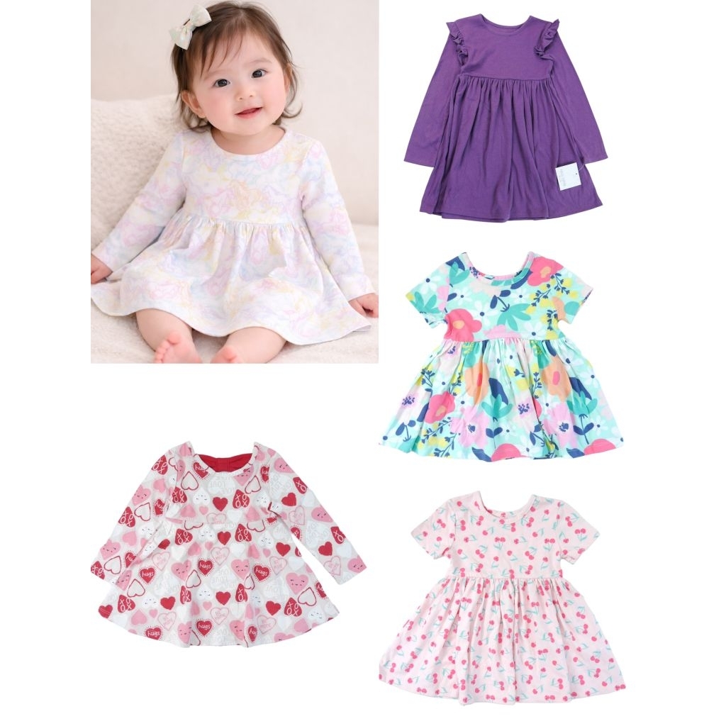 (พร้อมส่งDress) เดรสเด็ก/ชุดเด็กผู้หญิง ผ้านิ่ม 1-5 ขวบ