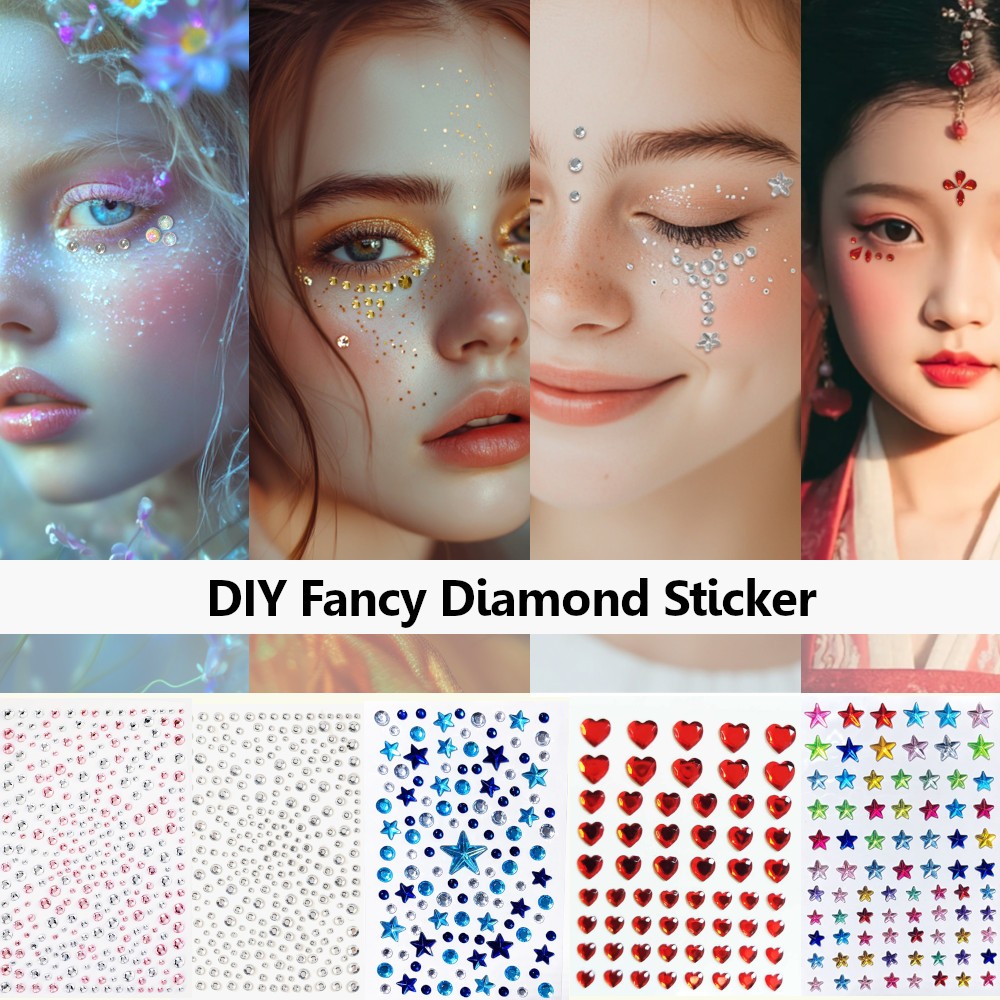 [พร้อมส่ง] สติ๊กเกอร์ คริสตัล เพชร ไข่มุก ดาว หัวใจ DIY Fancy Crystal Diamond Pearl Body Face Sticker ตกแต่งร่างกาย เล็บ
