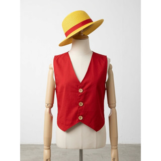 ไม่แถมหมวก เสื้อกั๊กลูฟี่ เสื้อกั๊กสีแดง OnePiece LuffyCospl…