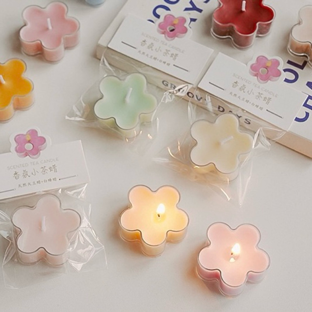 <พร้อมส่ง> เทียนหอม ทีไลท์ ถ้วย ดอกไม้ 🌸 Flower Candle เทียนทีไลท์ น่ารัก ตกแต่ง พร็อบถ่ายรูป เทียนถ้วย