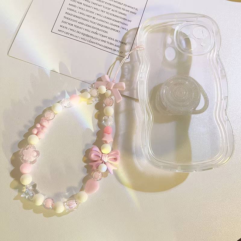 แถมฟรี ! ห่วงโซ่โทรศัพท์มือถือโบว์ลูกปัด ห้อยโซ่โทรศัพท์มือถือเชือกเส้นเล็ก