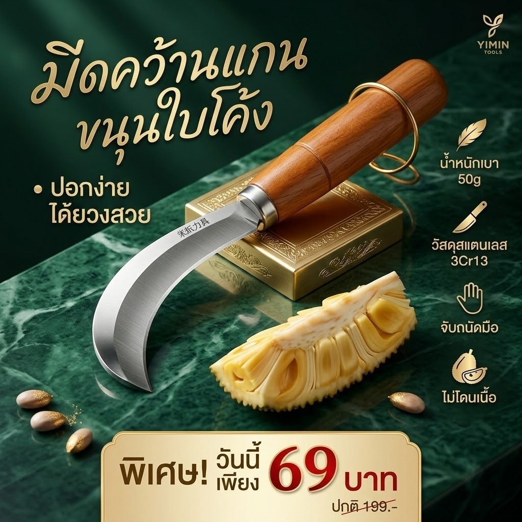 มีดคว้านแกนขนุนใบโค้ง แยกยวงง่าย ( พร้อมจัดส่ง )
