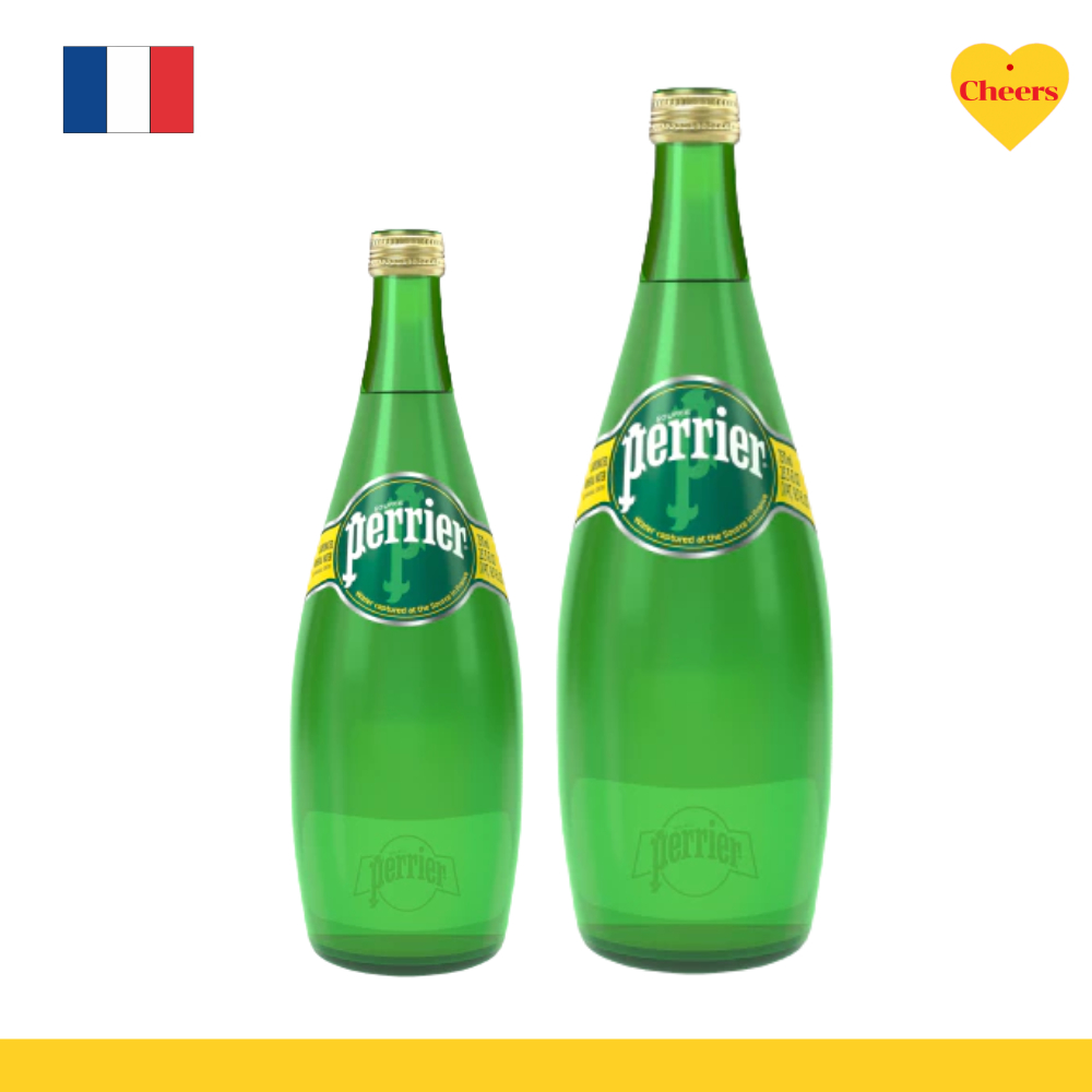 Perrier Glass Bottle Natural Mineral Water l เปอริเอ้ น้ำแร่ นำเข้าจากฝรั่งเศส ขวดแก้ว