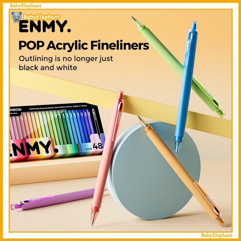 ENMY🎨 Rainbow Series🌈 อะคริลิค Retractable Fineliner Pens ปากกาวาดภาพสีสําหรับเส้นละเอียด
