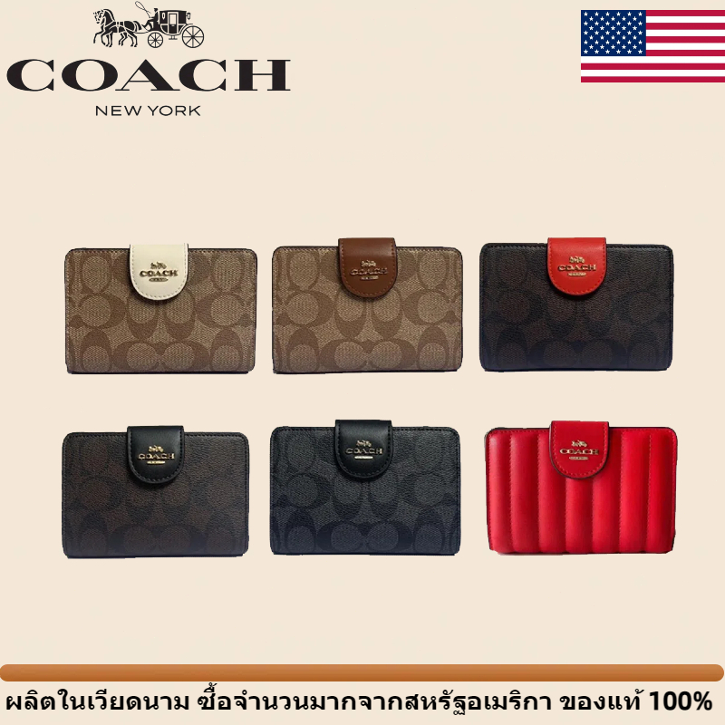 Coâćh C0082 กระเป๋าสตางค์ผู้หญิง Medium Corner Zip Signature