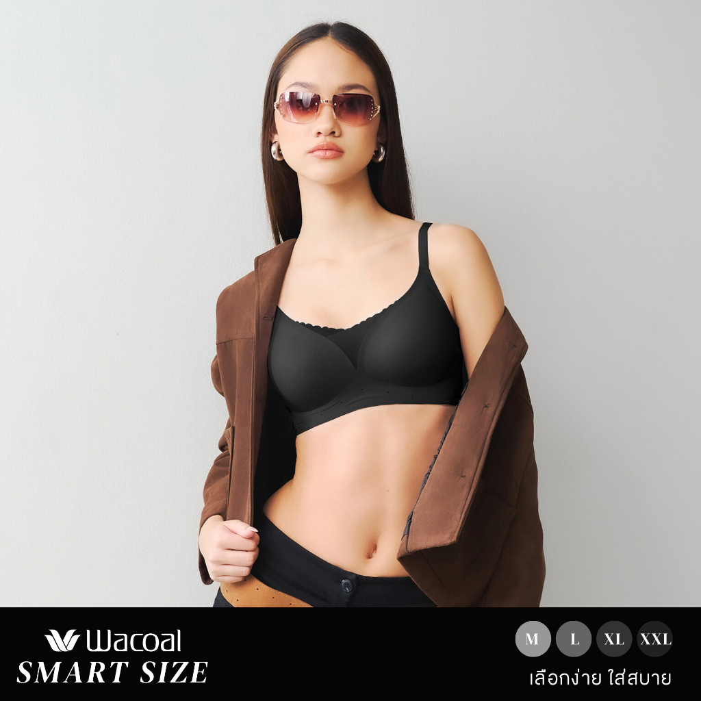 Wacoal Smart Size บราไร้โครง ฟองน้ำบาง 10 มิล รุ่น WB5X88 สีดำ (BL)