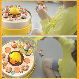 YUNLEO Toyเครื่องเล่นแผ่นเสียงเด้ง ของเล่นจับเป็ดแบบโต้ตอบสำหรับเด็ก เหมาะสำหรับเด็กอายุ 3-6 ปี ของเล่นเป็ดเด้งมีเสียงดน