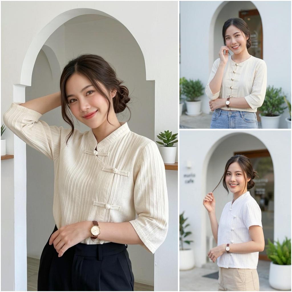 เสื้อผ้าฝ้ายด๊อบบี้ เนื้อนุ่มใส่สบาย ตัวผ้าทอลายนูนมีเอกลักษณ์ เสื้อผ้าฝ้ายผู้หญิง