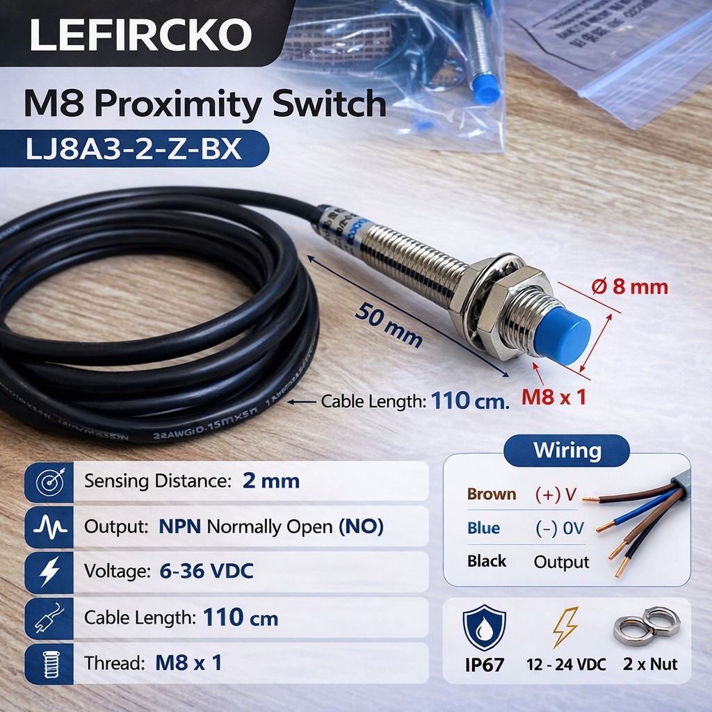 เซนเซอร์จับโลหะ LEFIRCKO M8 Proximity Switch LJ8A3-2-Z-BX