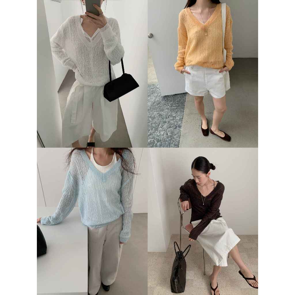 INBYIN - เสื้อไหมพรมคอวี V KNIT TOP - I3412