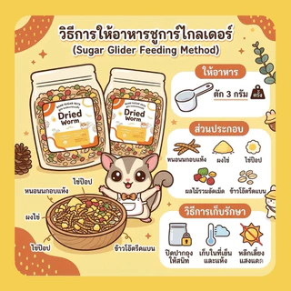 อาหารชูการ์ไกลเดอร์(ส่งด่วน) สูตรหนอนนกอบแห้งโปรตีนสูง | สำหรับ ชูก้า เม่นแคระ ดอร์เมาส์ และสัตว์กินแมลง