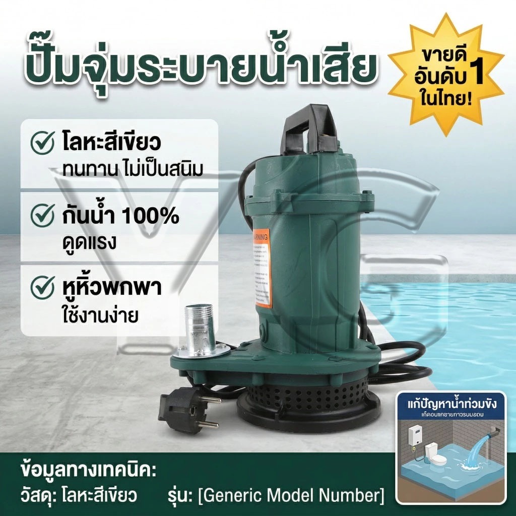 YG ปั๊มแช่ 1 นิ้ว ปั๊มจุ่ม ไดโว่ ปั๊มน้ำ ปั๊มแช่ไฟฟ้า 450W มอเตอร์ทองแดงแท้100%
