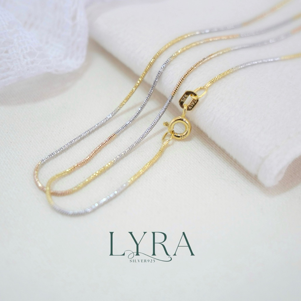 สร้อยคอลายกลมจิกเพชร เงินแท้อิตาลีSilver925 ชุบสามกษัตริย์