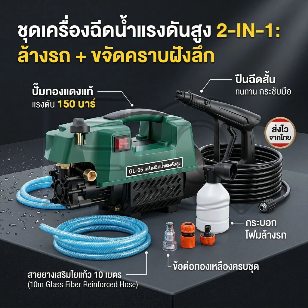 Autoview ปั้มล้างรถ เครื่องฉีดน้ำแรงดันสูง 400 บาร์ 3800 วัตต์ มอเตอร์เหนี่ยวนำดูดน้ำได้ด้วยตัวเอง