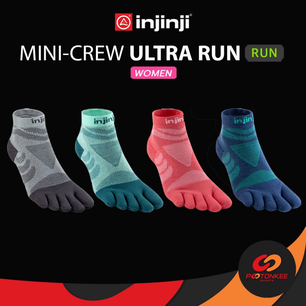 INJINJI MINI CREW ULTRA RUN (WOMEN) ขนาด 21.5-25cm. ถุงเท้าวิ่ง 5 นิ้ว แบบหนา เหนือข้อ