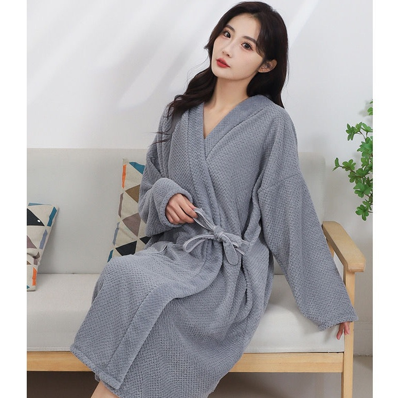 [พร้อมส่ง] ชุดคลุมอาบน้ำ เสื้อคลุมอาบน้ำ คู่รัก เสื้อคลุมอาบน้ำ แห้งไว นุ่มและสบาย สำหรับทั้งชายและหญิง รูปที่ 2