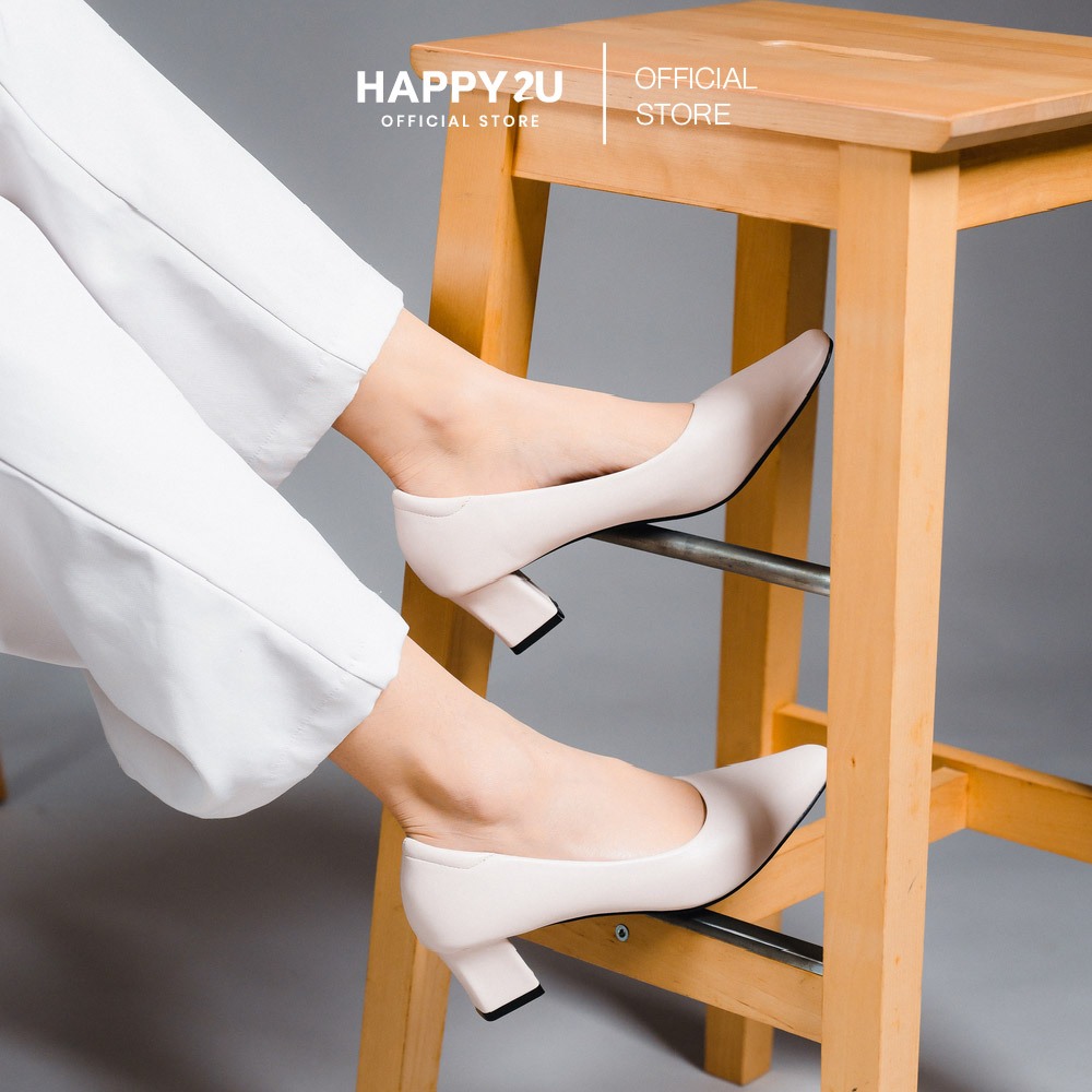 HAPPY2U Bibi Square Pump Heels รองเท้าส้นสูง รองเท้าคัทชูมีส้น รองเท้าทำงาน
