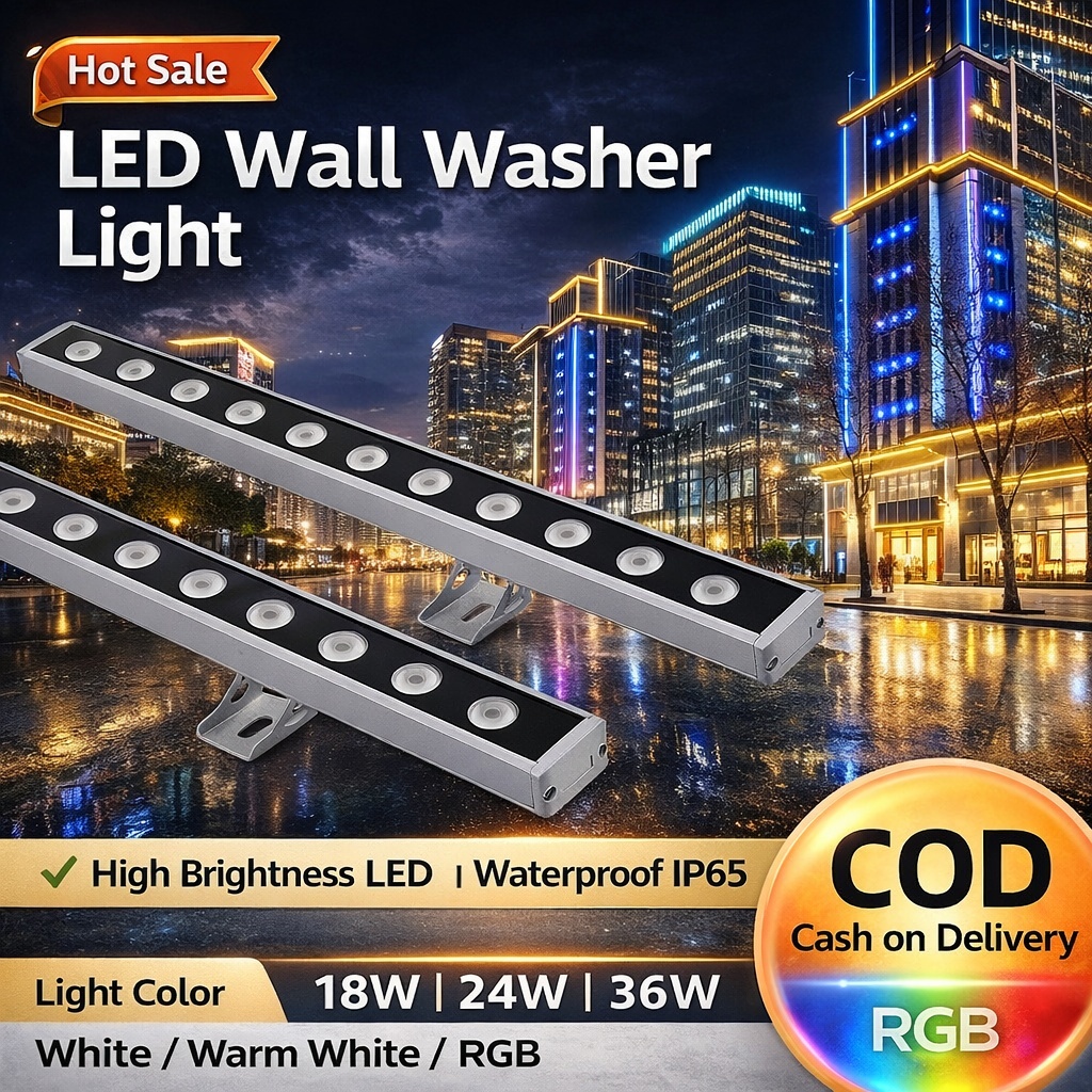 Wall Washer Led ไฟย้อมตึก ไฟส่องตึก AC220V แสง warm/ขาว/RGB ไฟส่องผนังวอลล์ โคมไฟภูมิทัศน์ มีRemoteใช้ง่าย ยาว 100 ซม.