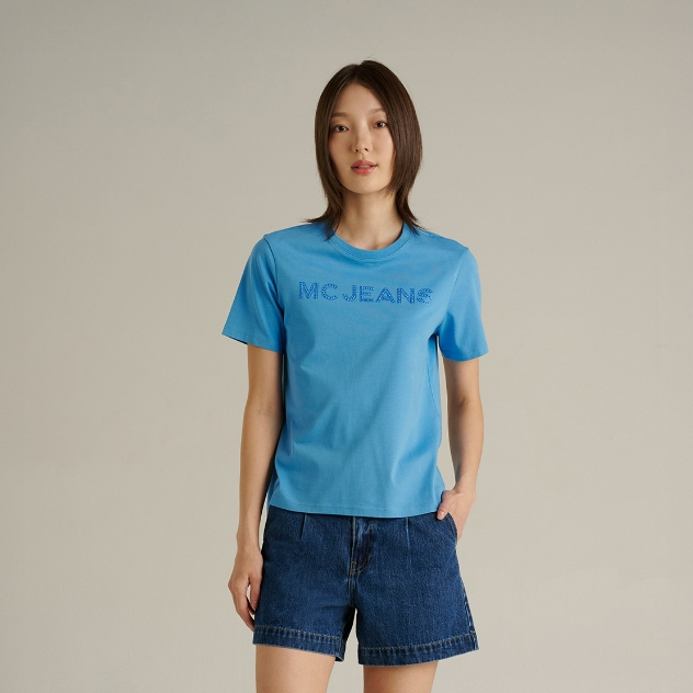 Mc JEANS (แม็คยีนส์) เสื้อยืดผู้หญิง เสื้อยืดแขนสั้น ทรงเรกูลาร์ Regular Fit T-Shirt MTSZC84