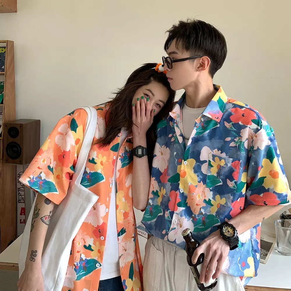 เสื้อฮาวาย เสื้อเชิ้ตลายดอก สำหรับผู้ชายและผู้หญิง ชุดสงกรานต์ sizeM-3XL S3