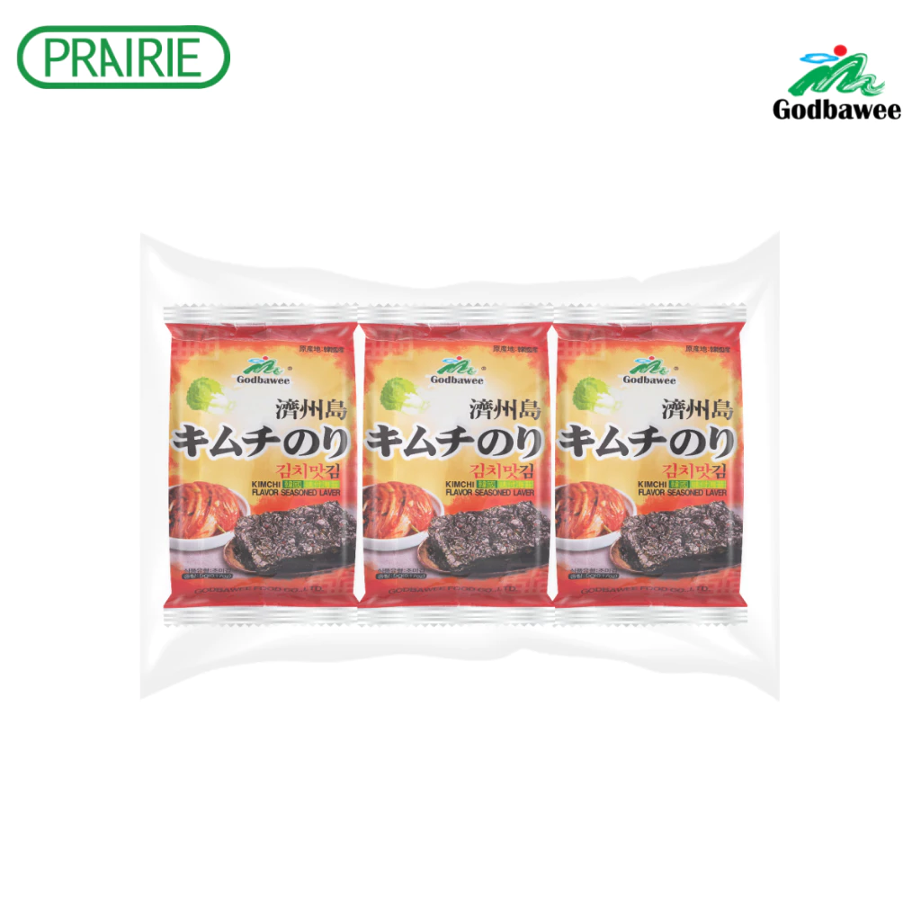 ก็อดบาวี่ สาหร่ายปรุงรส รสกิมจิ (5กรัม x 3) ขนมเกาหลี/ Godbawee Seaweed Kimchi Flavor (5g x 3)