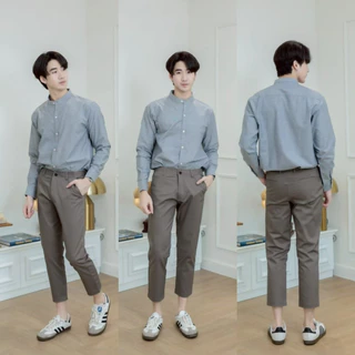กางสแลคผู้ชาย กางเกงสแลคขาเต่อขากระบอกเล็ก“7ส่วน”ผ้าชิโน่ หลากสี