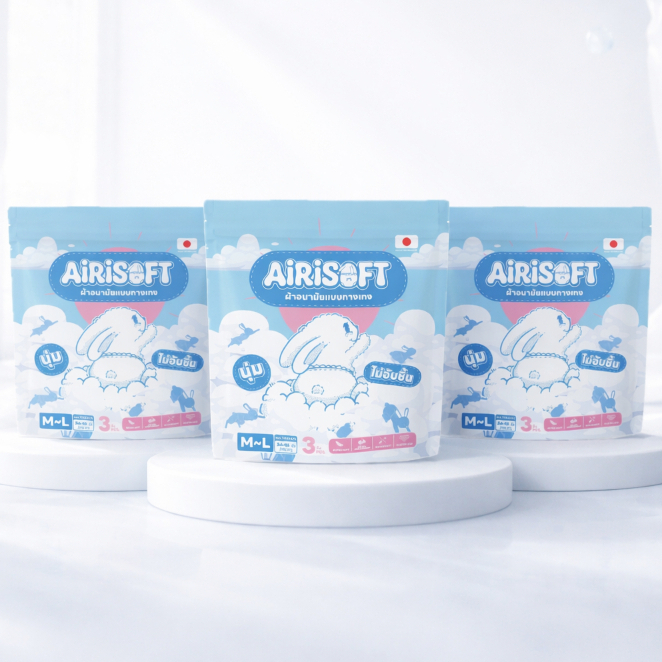 [ส่งไว]set3ห่อ/9ชิ้น/180฿ Airisoftแอริซอฟท์ผ้าอนามัยแบบกางเกง size M-L มามาก กลางวัน กลางคืน lock360