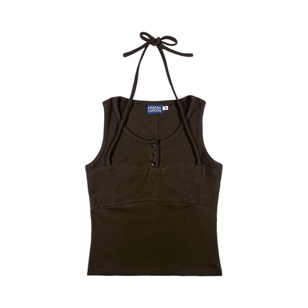 Toby Brown Pattern Tank Top I เสื้อกล้ามผูกคอ