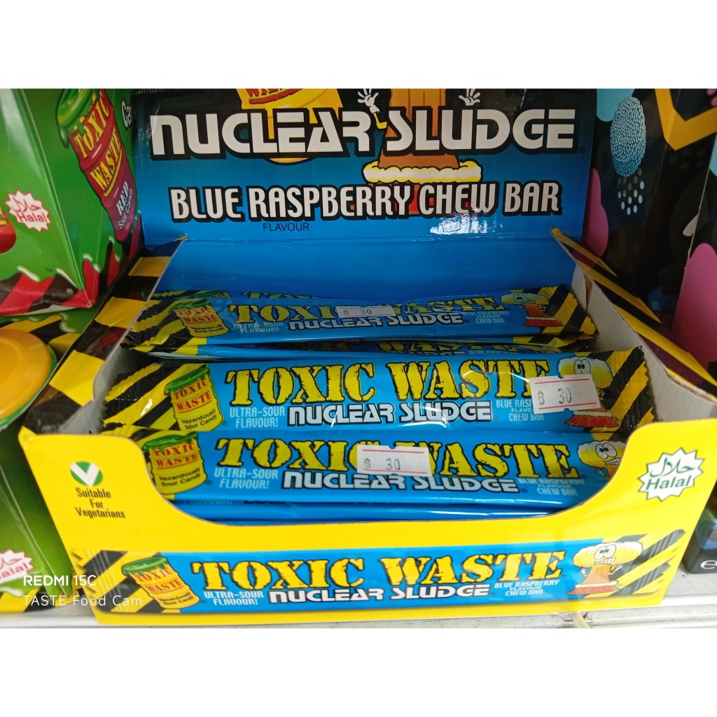 TOXIC WASTE * 5-PACK *  Blue Raspberry Nuclear Sludge Candy Bars *** UK IMPORT *** 100g