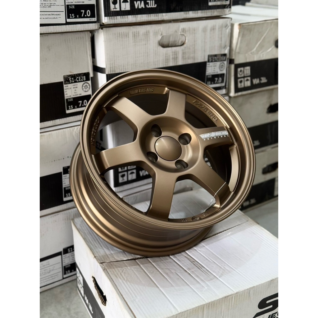 ล้อแม็กซ์ TE37 ขอบ15 4รู100 สีน้ำตาลทอง ราคาต่อ1ชิ้น