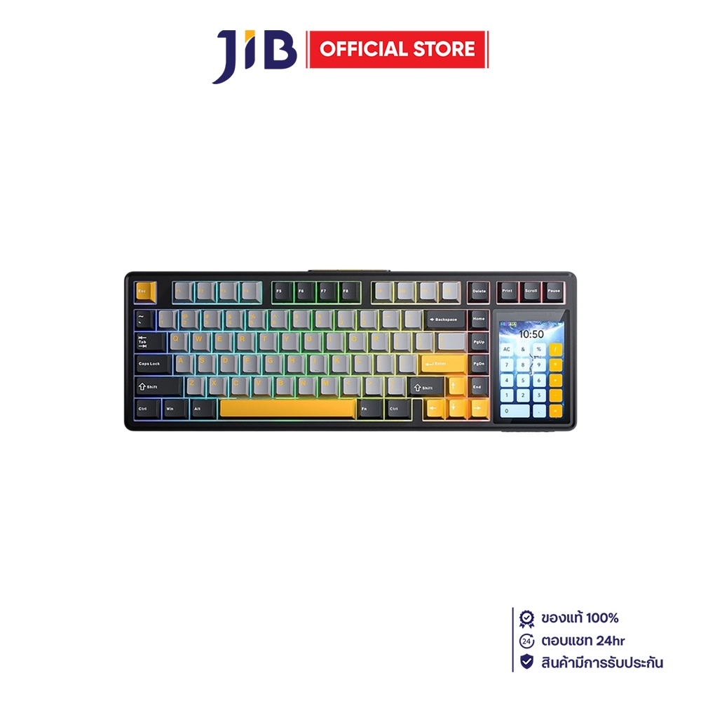 WIRELESS KEYBOARD (คีย์บอร์ดไร้สาย) AULA L99 - RAIN SWITCH RGB EN/TH BLACK-GRAY-YELLOW