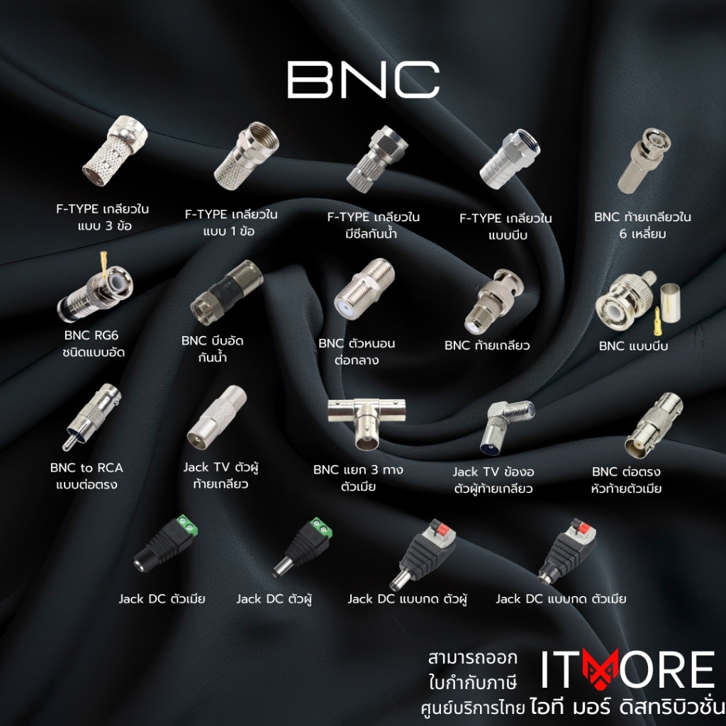 หัว BNC F-Type ตัวต่อกลาง แบบบีบ แบบอัด สำหรับสาย RG6 RG59 แพ็คละ 1 ตัว สำหรับงานกล้องวงจรปิด CCTV