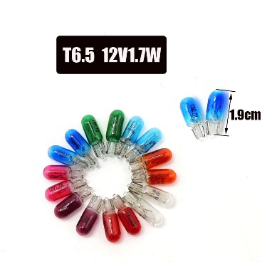 หลอดไฟเกียร์ ไฟไมล์ T6.5 12v.1.7w (ราคาต่อคู่) มีสีขาว น้ำเงิน สีม่วง ส้ม ฟ้า เขียว ชมพู แดง พร้อมส่ง รถยนต์ มอเตอร์ไซค์