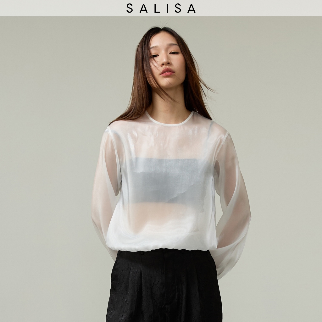 SALISA - SILK LONG SLEEVES SS26 White เสื้อเบลาส์ซีทรู *PRE-ORDER 1 WEEK*