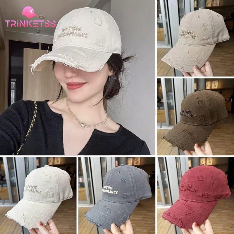 COD🚚หมวกเบสบอลวินเทจ ผู้ชายผู้หญิง ปักตัวอักษร สไตล์เกาหลี แฟชั่น ระบายอากาศได้ดี หมวกกันแดดTrinkets