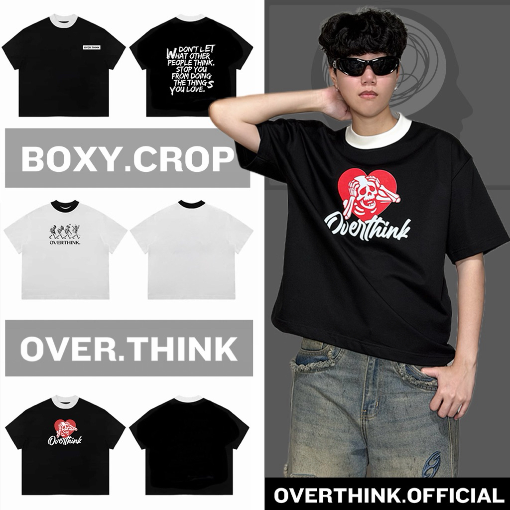 Overthink เสื้อครอปแขนสั้น Boxy fit / แนวสตรีท comb20 เนื้อผ้าเกรดพรีเมี่ยม