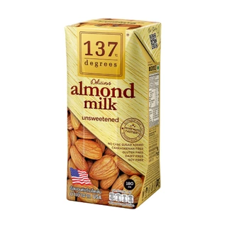 (ยกลัง) 137 ดีกรี นมอัลมอนด์ สูตรไม่เติมน้ำตาล ขนาด 180ml x pack of 3x12 (Almond Milk Unsweetened )