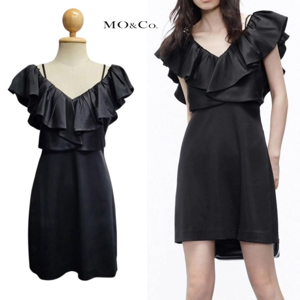 Black Tulle Ruffled Mini Dress