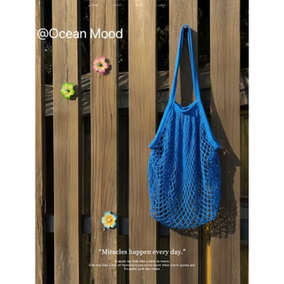 กระเป๋าถักตาข่าย สไตล์เกาหลี กระเป๋าสะพายไหล่ ใส่เที่ยวทะเล beach bag summer แฟชั่น | Ocean Mood