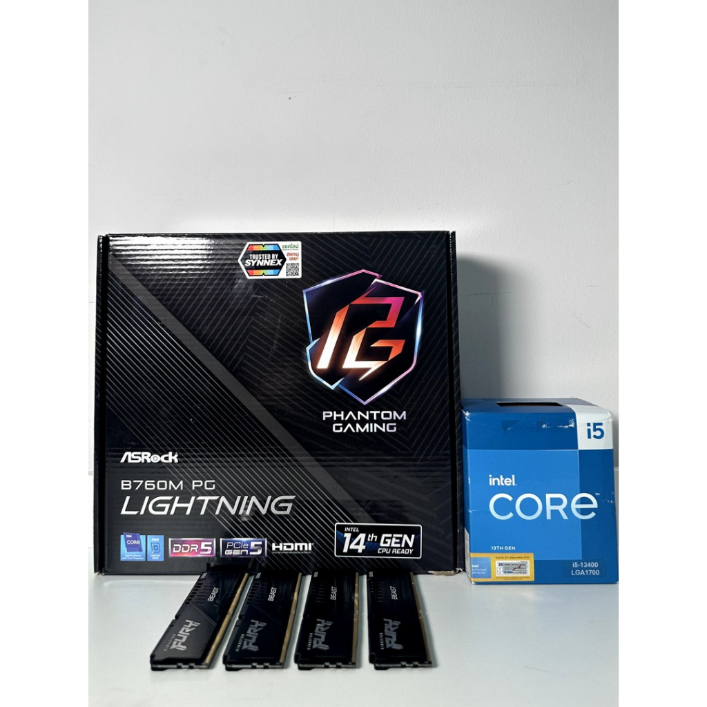 CPU : INTEL CORE I5 13400 10C/16T 4.60GHz / MAINBOARD : ASROCK B760m PG Lightning DDR5 / RAM : Kings
