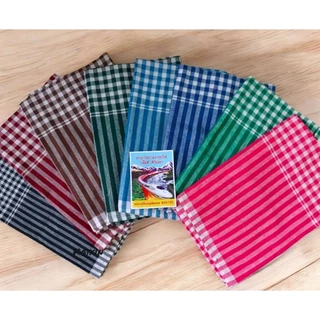(ราคาส่ง! 10 ผืน) ผ้าขาวม้า ผ้าฝ้าย100% ผ้าไม่หด สีไม่ตก เย็บชายทุกผืน ขนาด 80×190 cm ขนาดมาตรฐาน