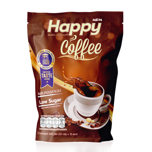 Happy Coffee กาแฟสำเร็จรูป 3 in 1 ผสมคอลลาเจน ครีมถั่วเหลือง