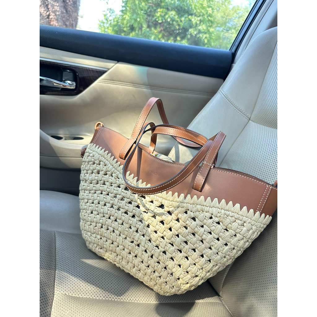 used Polene cyme mini raffia/ black