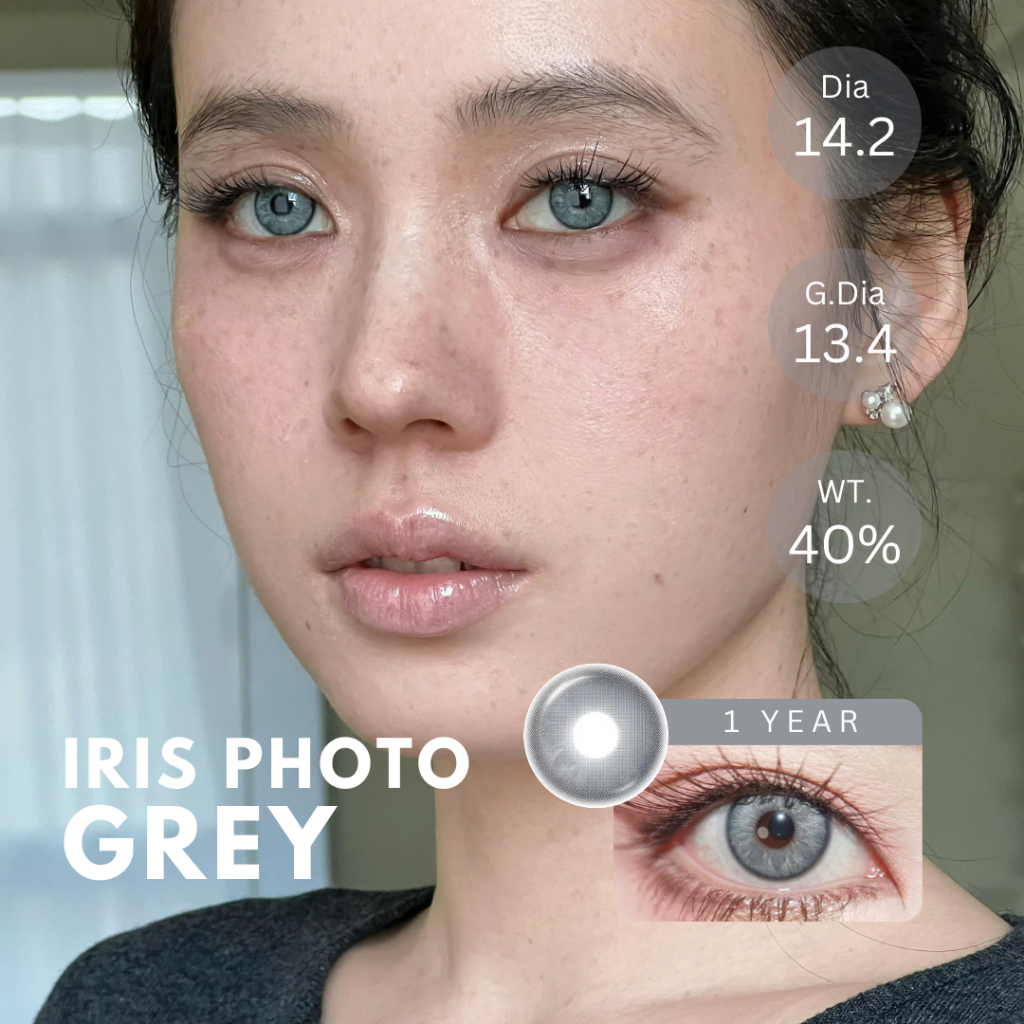 (ทักสอบถามสต็อกก่อนกดสั่ง) คอนแทคเลนส์รุ่น Iris Photo สี Grey | Dia 14.2 | 📦ค่าสายตา 0.00 จัดส่งภายใ