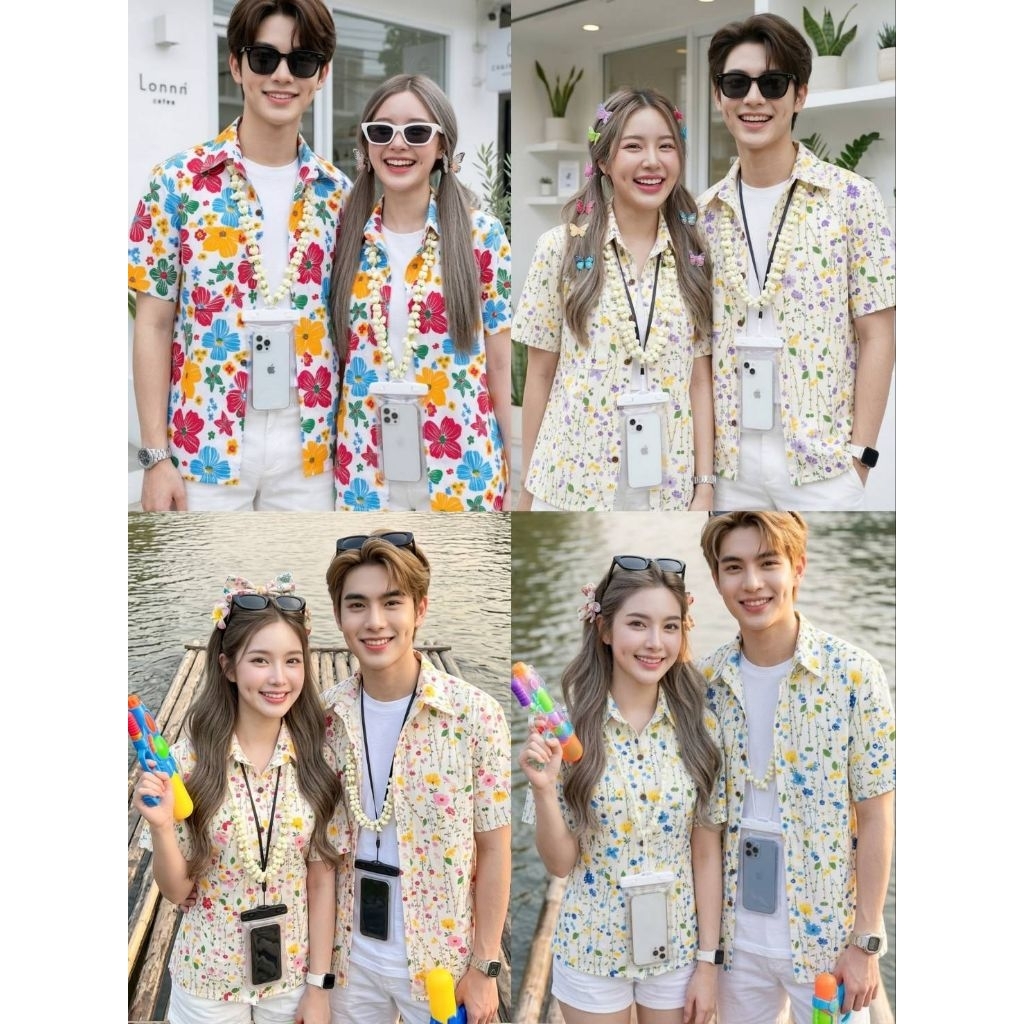 เสื้อลายดอกหญิงชายใส่สงกรานต์..