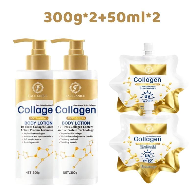🔥ซื้อ 2แถม2🔥LBLS UV กันแดดปริมาณ50ml SPF50+ และ โลชั่นคอลลาเจนทองคำ โลชั่นผิวขาว 300ml Oil-control Moisturizing Whitenin